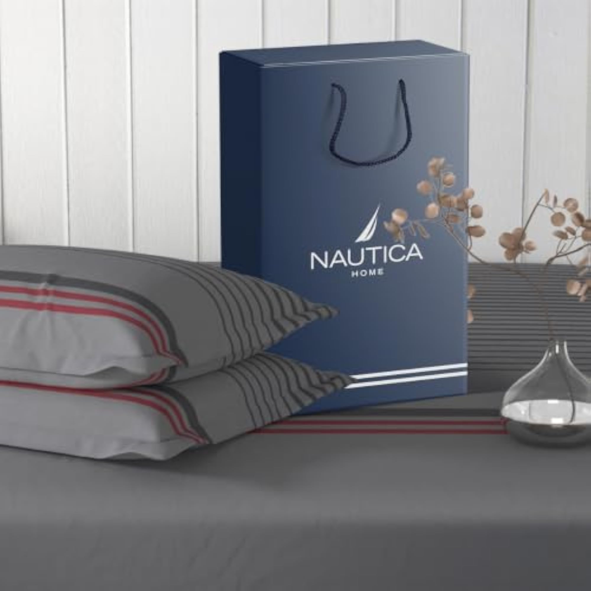 Cotton King Bedsheet with 2 Pillow Covers, Grey/Maroon